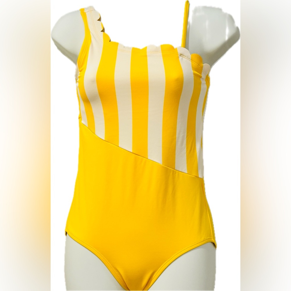 Justice Girl’s One-piece Swimsuit in Canary Yellow and White